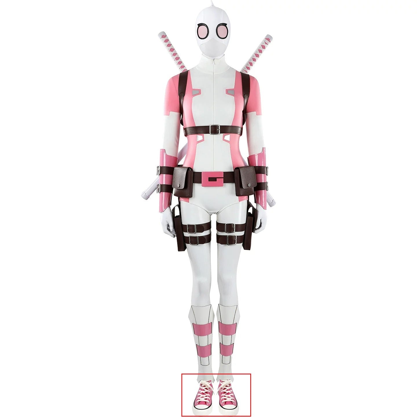 Marvel Comics Gwenpool Cosplay Costume with Matching Dual Blade Accessories - Coscosmos