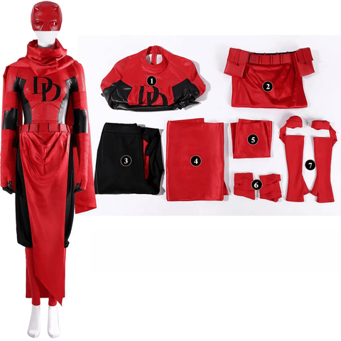 Marvel Elektra Daredevil Cosplay Costume | Red Comic Suit for Women Superhero Role - Play - Coscosmos
