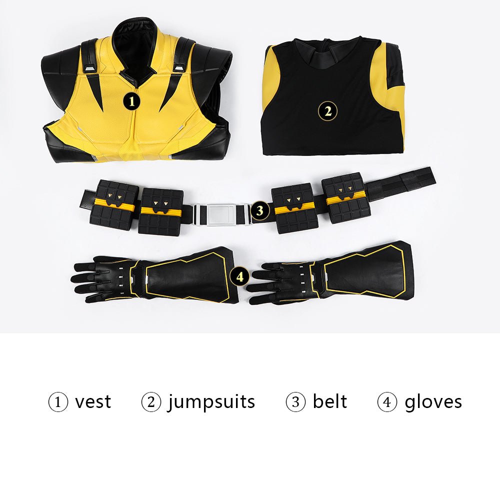 Marvel Wolverine Classic Yellow Suit Full Set Cosplay Costume, X - Men Logan Superhero Outfit for Adult Cosplay - Coscosmos