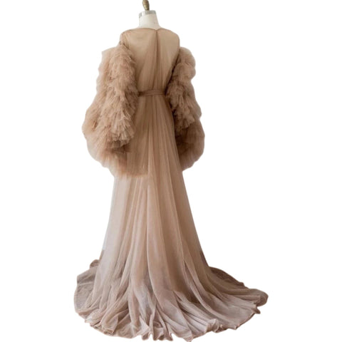 Maternity Cosplay Costume Mesh Photography Dress with 3D Patterns for Halloween Parties and Photo Shoots - Coscosmos