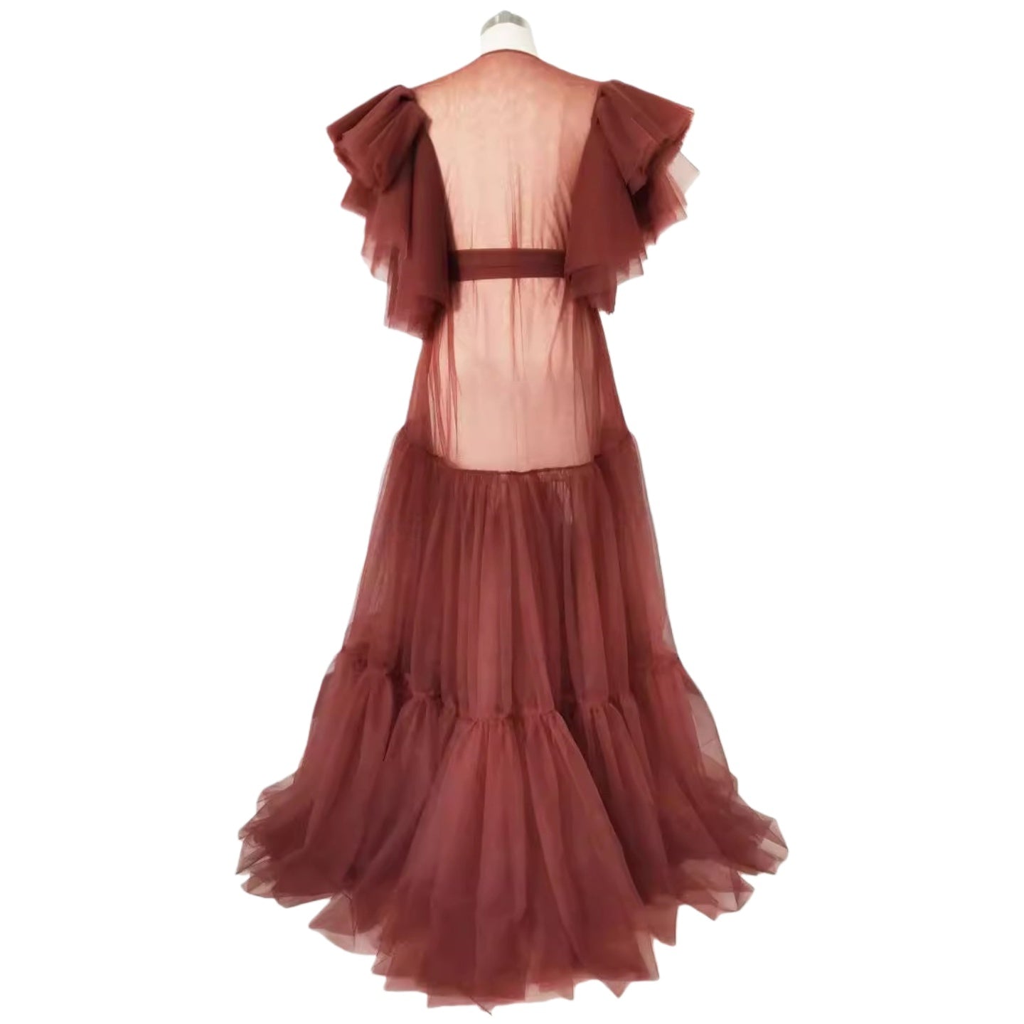 Maternity Kimono Robe Sheer Lace Nightgown Open Front Wedding Dress for Pregnancy Photo Shoot Black - Coscosmos