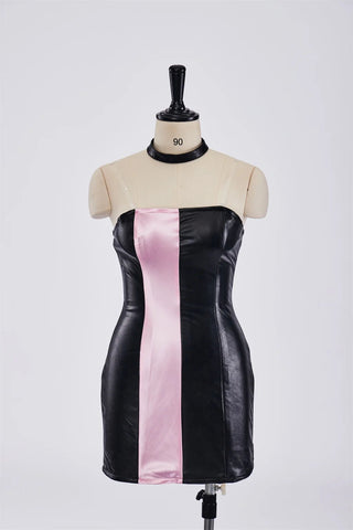 Mean Girls Katie Heron Fuchsia Pink Sleeveless Fitted Leather Mini Skirt Set - Coscosmos