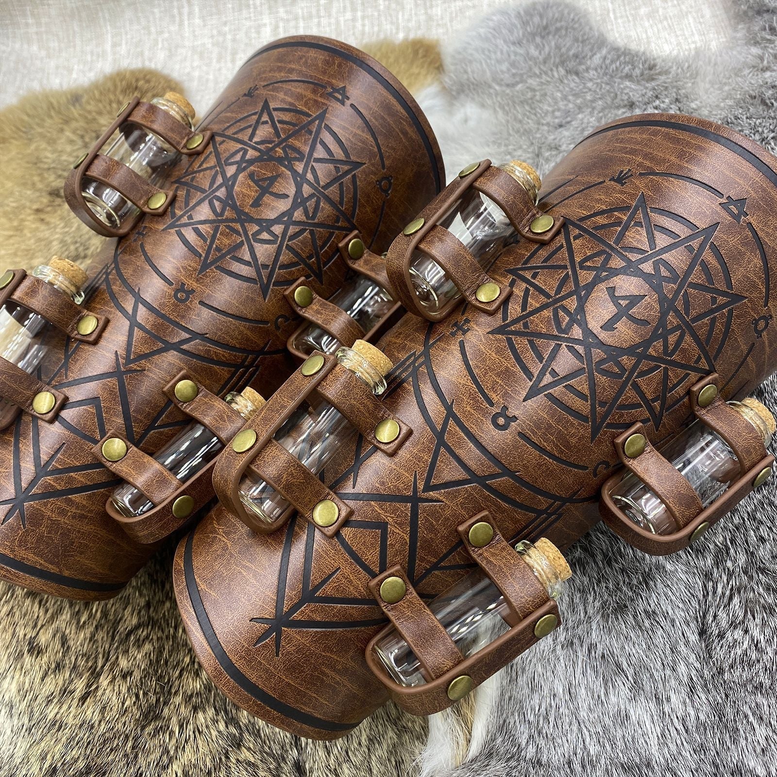 Medieval Alchemist Bracers Nordic Viking Warrior Arm Guards - Authentic Viking Armor - Coscosmos