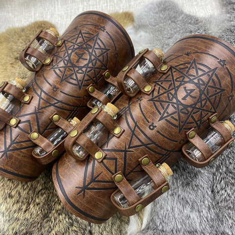 Medieval Alchemist Bracers Nordic Viking Warrior Arm Guards - Authentic Viking Armor - Coscosmos