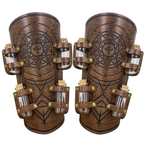 Medieval Alchemist Bracers Nordic Viking Warrior Arm Guards - Authentic Viking Armor - Coscosmos