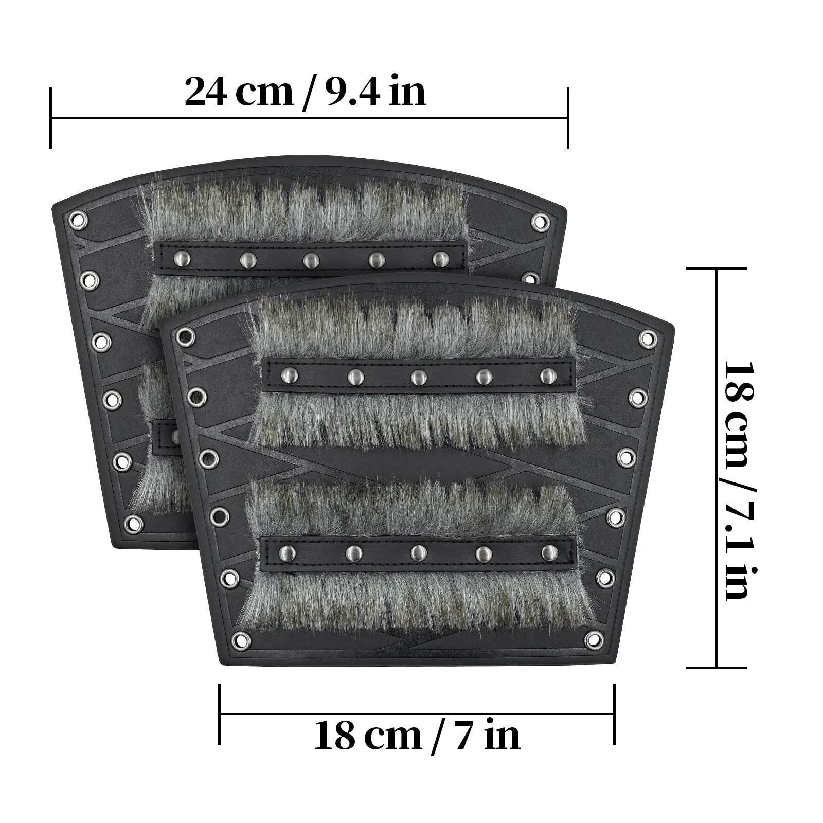 Medieval Double - Layered Fur Bracers Nordic Viking Style Cosplay Arm Guards - Coscosmos