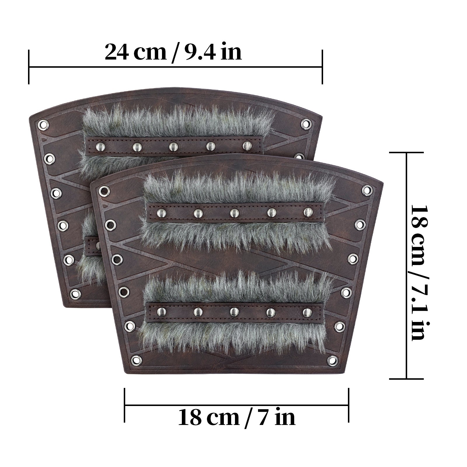 Medieval Double - Layered Fur Bracers Nordic Viking Style Cosplay Arm Guards - Coscosmos