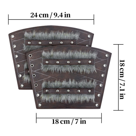 Medieval Double - Layered Fur Bracers Nordic Viking Style Cosplay Arm Guards - Coscosmos