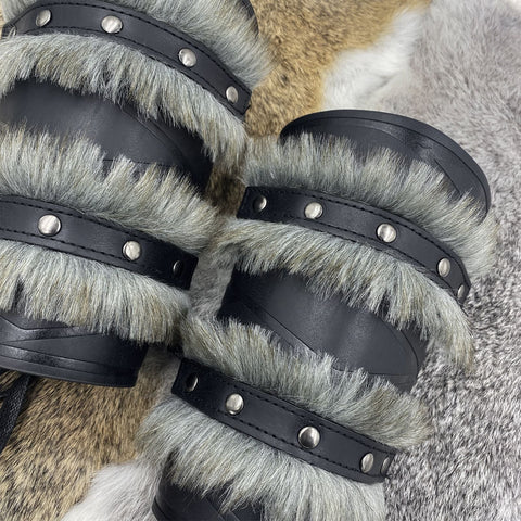 Medieval Double - Layered Fur Bracers Nordic Viking Style Cosplay Arm Guards - Coscosmos