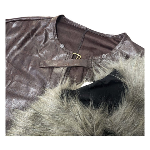 Medieval Fur Cape Nordic Viking Style Retro Stage Cosplay Costume - Coscosmos