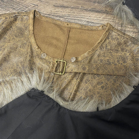 Medieval Fur Cape Nordic Viking Style Retro Stage Cosplay Costume - Coscosmos