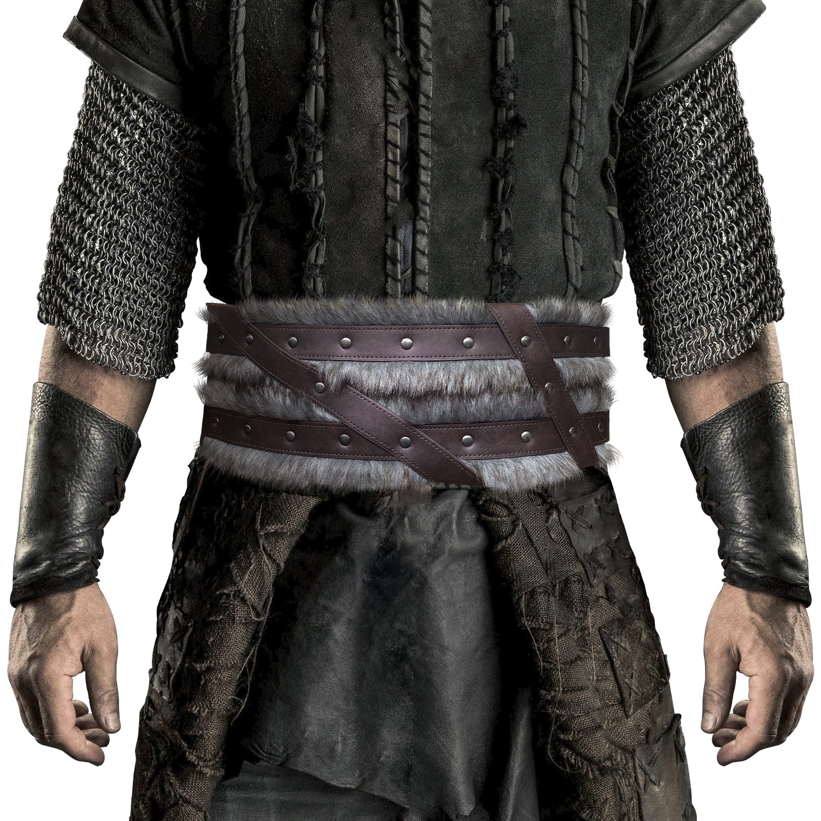 Medieval Fur Wide Belt Nordic Viking Warrior Waist Cincher - Authentic Viking Accessory - Coscosmos