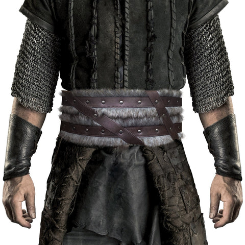 Medieval Fur Wide Belt Nordic Viking Warrior Waist Cincher - Authentic Viking Accessory - Coscosmos