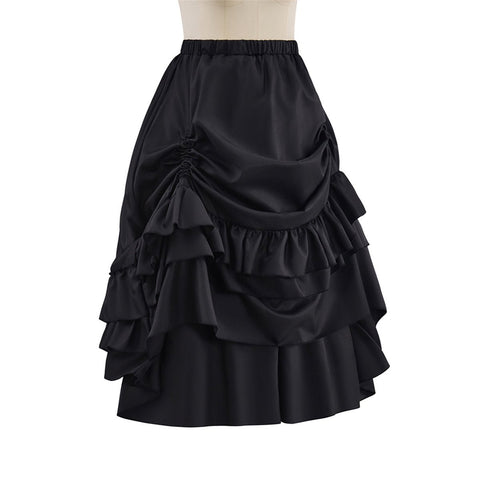 Medieval Gothic Black Bustier Skirt Cosplay Costume - Coscosmos