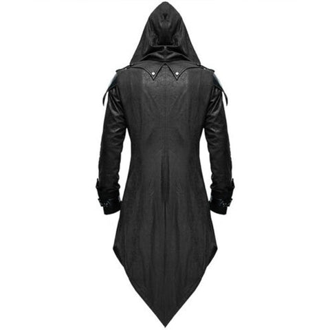 Medieval Lord Role - Play Halloween Costume for Men with Black/ Red Hooded Cloak - Coscosmos