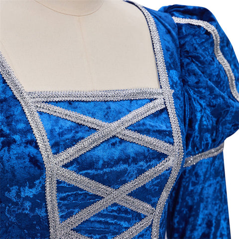 Medieval Renaissance Blue Dress Cosplay Costume - Coscosmos