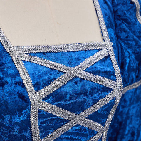 Medieval Renaissance Blue Dress Cosplay Costume - Coscosmos