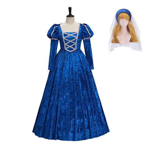 Medieval Renaissance Blue Dress Cosplay Costume - Coscosmos