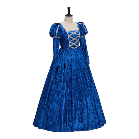 Medieval Renaissance Blue Dress Cosplay Costume - Coscosmos