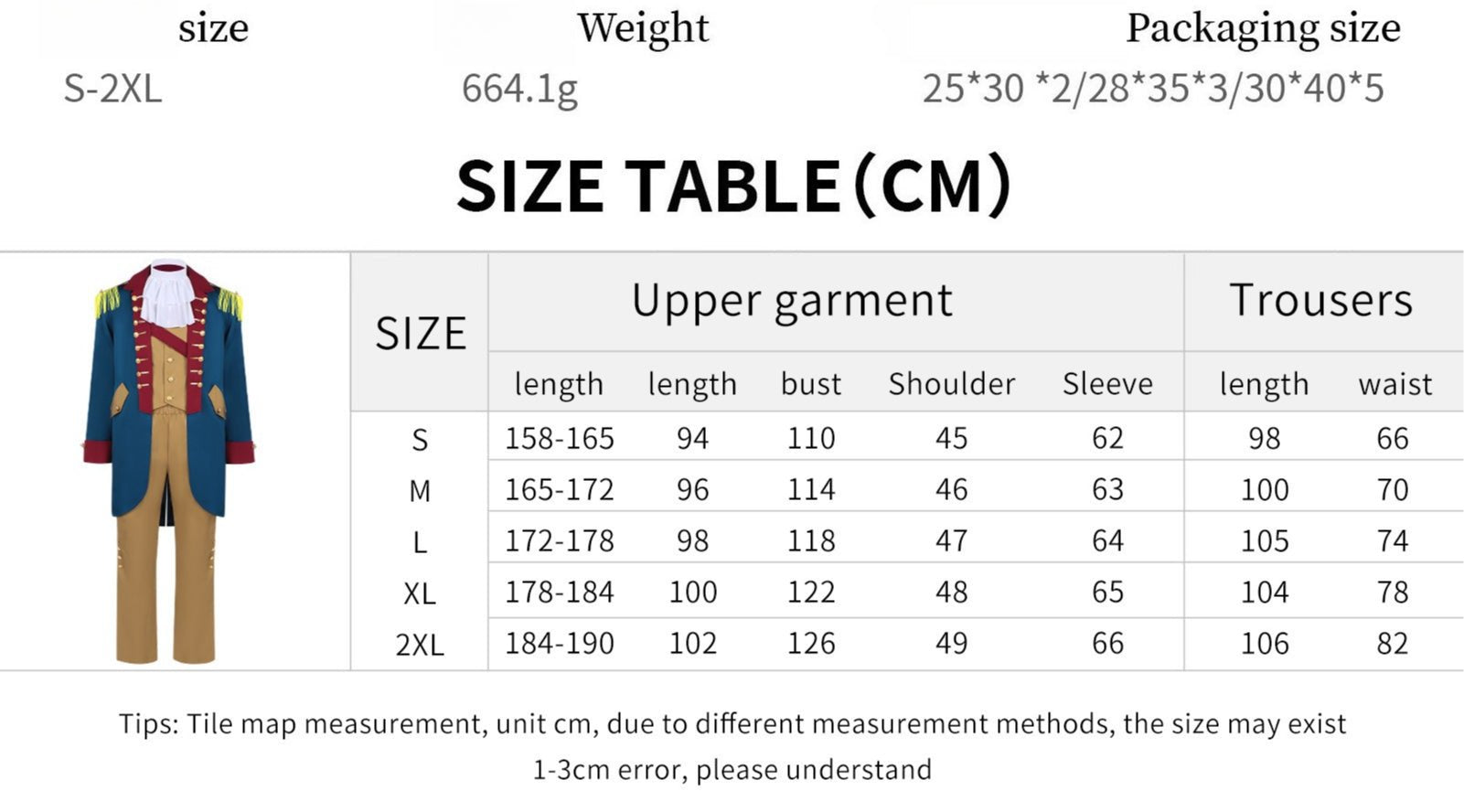 Medieval Renaissance Cosplay Costume for Men: George Washington Outfit - Coscosmos