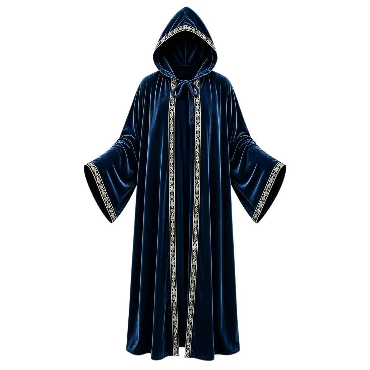 Medieval Renaissance Embroidered Hooded Wizard Robe Cloak Custom Cosplay Costume - Coscosmos