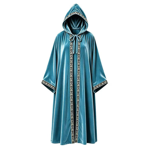 Medieval Renaissance Embroidered Hooded Wizard Robe Cloak Custom Cosplay Costume - Coscosmos