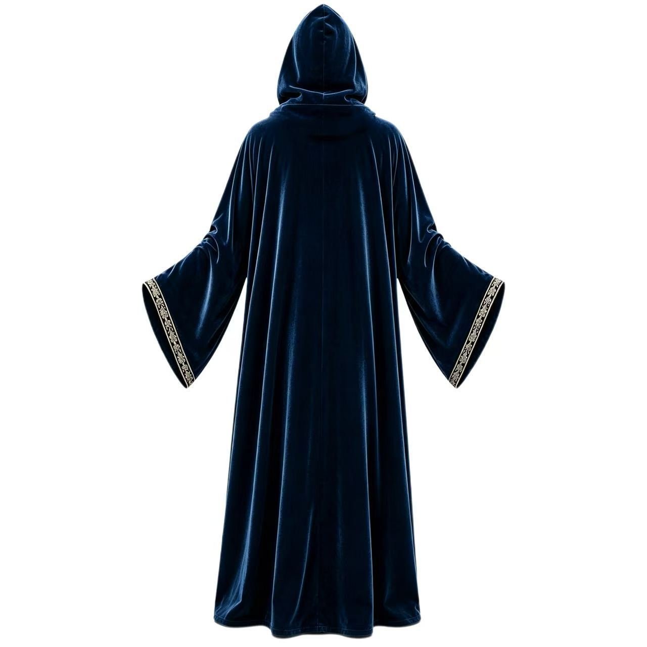 Medieval Renaissance Embroidered Hooded Wizard Robe Cloak Custom Cosplay Costume - Coscosmos
