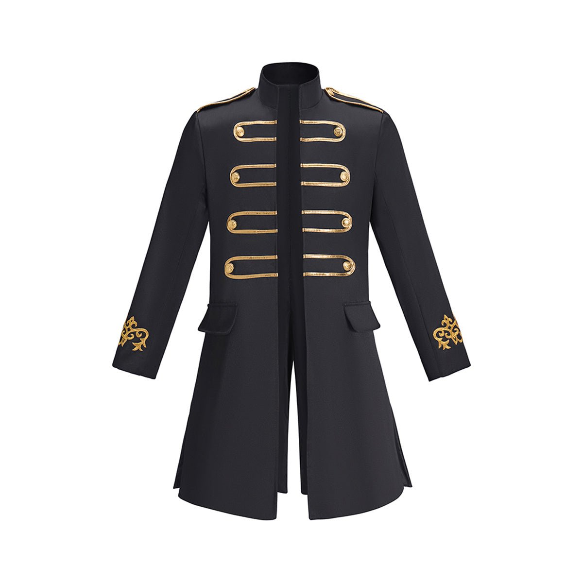 Medieval Sleeve Embroidered Black Coat - Cosplay Costume for Anime & Renaissance Faire - Coscosmos