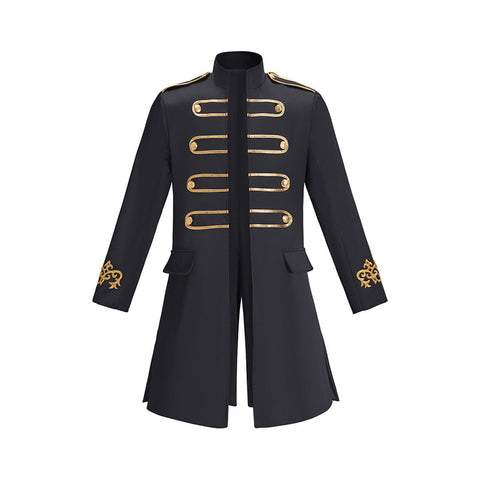 Medieval Sleeve Embroidered Black Coat - Cosplay Costume for Anime & Renaissance Faire - Coscosmos