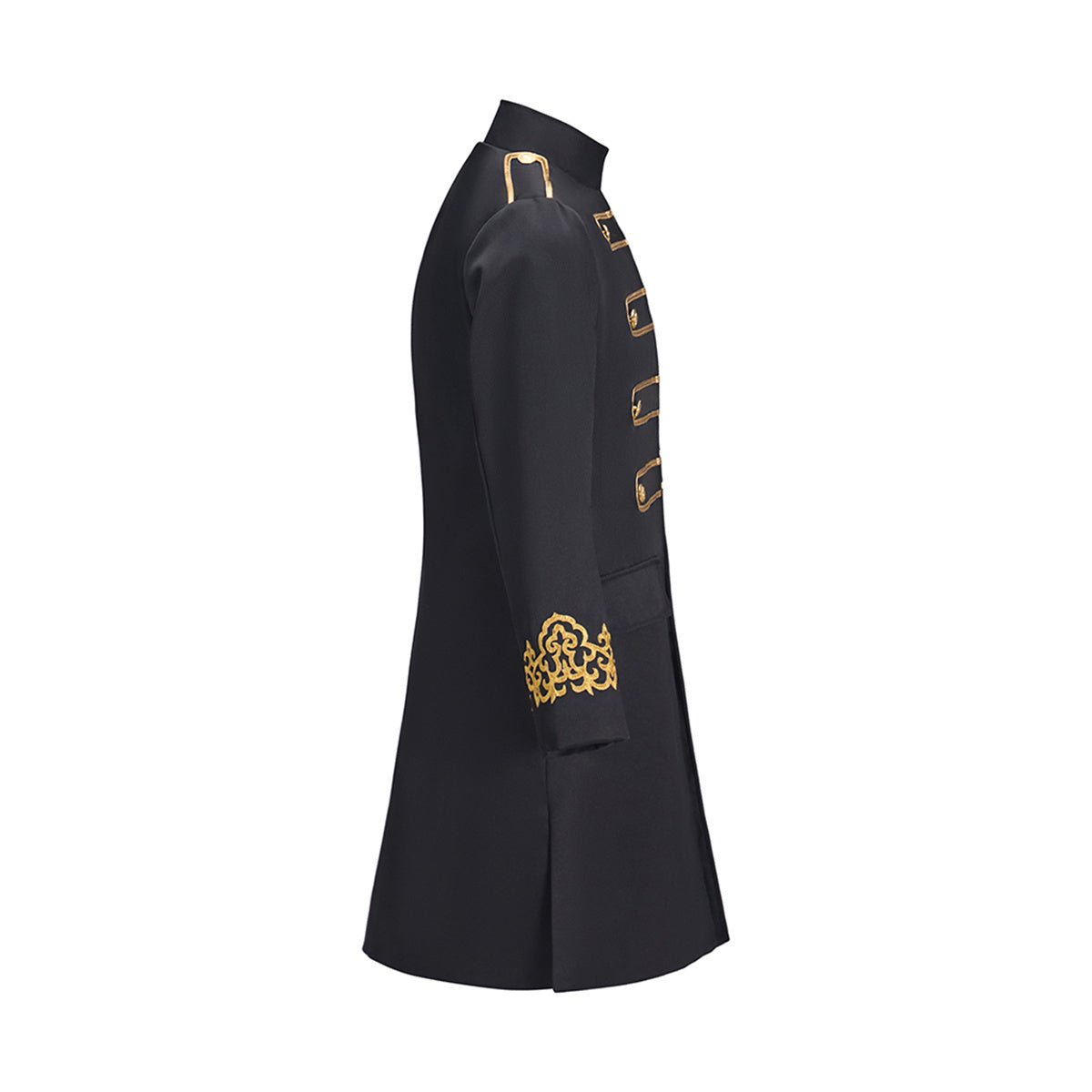 Medieval Sleeve Embroidered Black Coat - Cosplay Costume for Anime & Renaissance Faire - Coscosmos