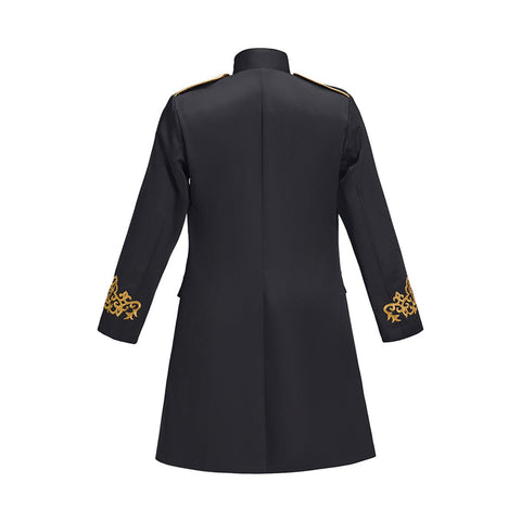 Medieval Sleeve Embroidered Black Coat - Cosplay Costume for Anime & Renaissance Faire - Coscosmos