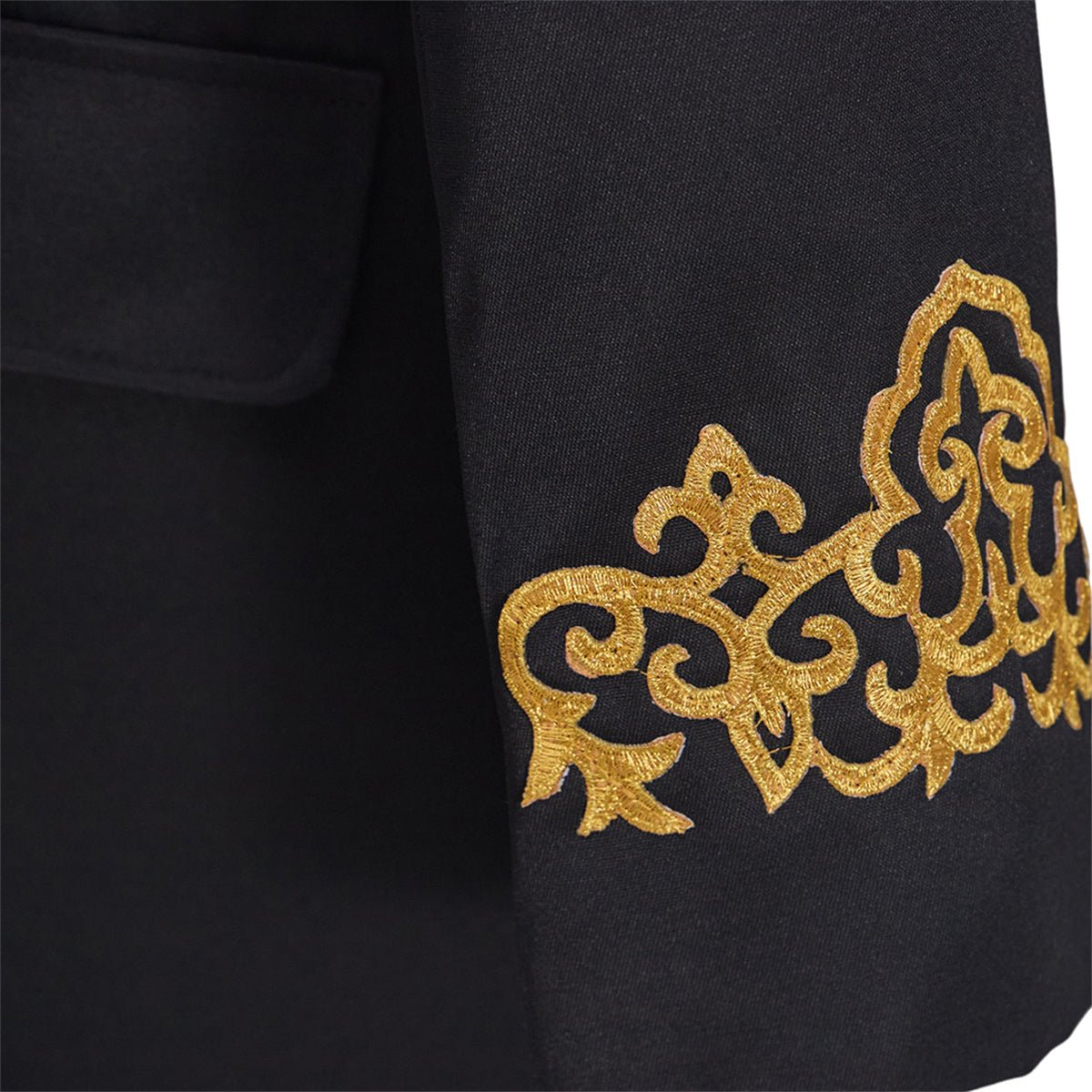 Medieval Sleeve Embroidered Black Coat - Cosplay Costume for Anime & Renaissance Faire - Coscosmos