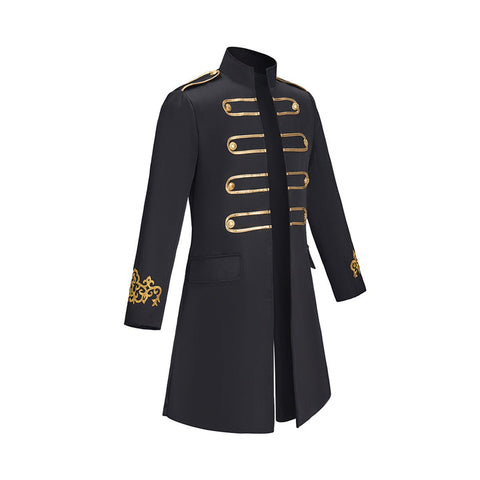 Medieval Sleeve Embroidered Black Coat - Cosplay Costume for Anime & Renaissance Faire - Coscosmos
