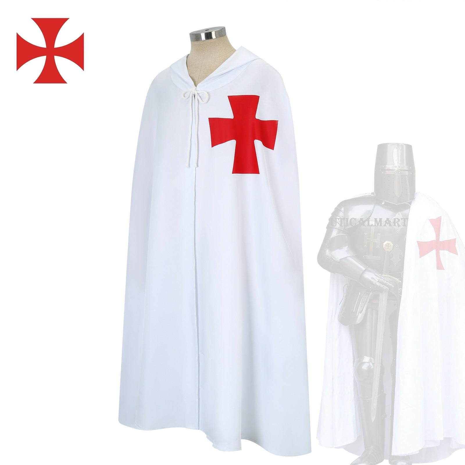 Medieval Templar Knight Cloak Roman Empire Warrior Cosplay Costume - Coscosmos