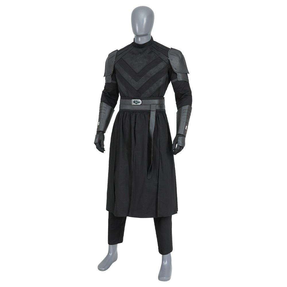 Men's Baylan Skoll Jedi Cosplay Deluxe Knight Armor Set - Black Battle Uniform with Hooded Cloak - Coscosmos