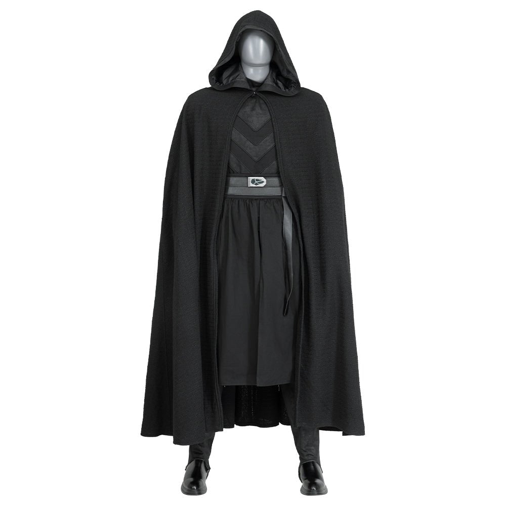 Men's Baylan Skoll Jedi Cosplay Deluxe Knight Armor Set - Black Battle Uniform with Hooded Cloak - Coscosmos