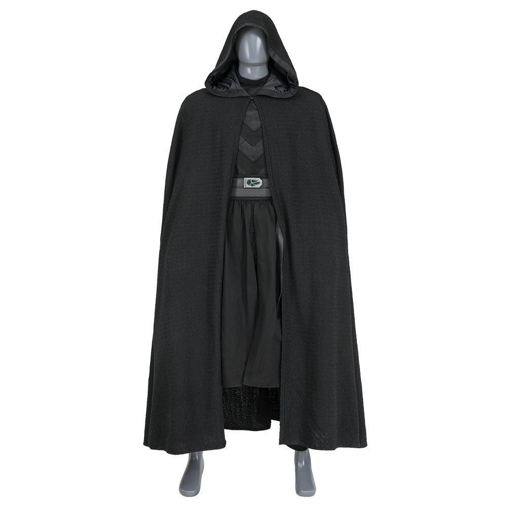 Men's Baylan Skoll Jedi Cosplay Deluxe Knight Armor Set - Black Battle Uniform with Hooded Cloak - Coscosmos