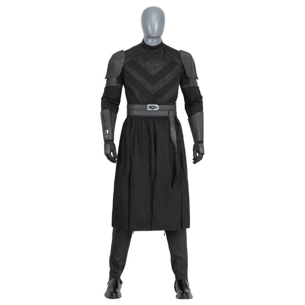 Men's Baylan Skoll Jedi Cosplay Deluxe Knight Armor Set - Black Battle Uniform with Hooded Cloak - Coscosmos