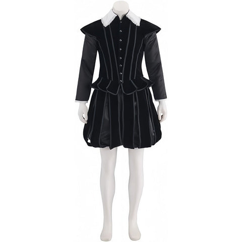 Men's Black Tudor Renaissance Elizabethan Medieval贵族 Prince King Costume Set with Doublet and Pumpkin Breeches - Coscosmos