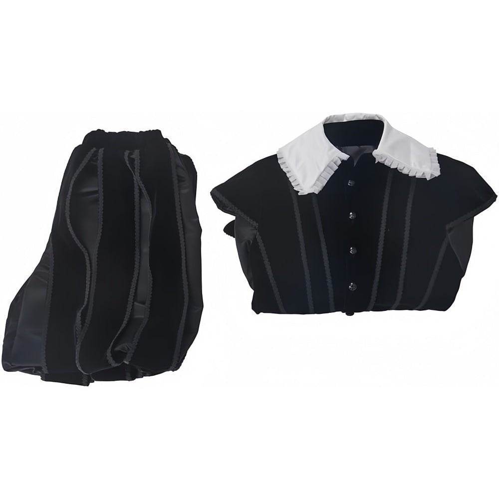 Men's Black Tudor Renaissance Elizabethan Medieval贵族 Prince King Costume Set with Doublet and Pumpkin Breeches - Coscosmos