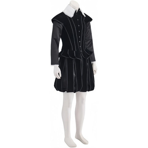 Men's Black Tudor Renaissance Elizabethan Medieval贵族 Prince King Costume Set with Doublet and Pumpkin Breeches - Coscosmos