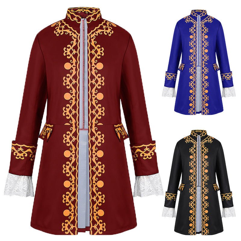 Men's European Medieval Gold - Trimmed Baroque Aristocrat Costume for Opera Stage Performance - Coscosmos