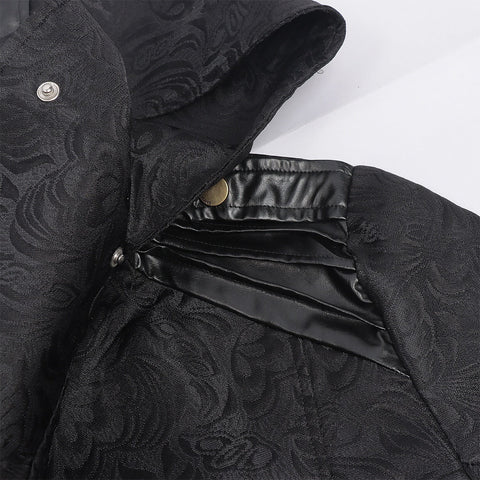 Men's Medieval Gothic Dark Pattern Long Coat - European Vintage Vampire Aristocrat Wool Blend Overcoat - Coscosmos