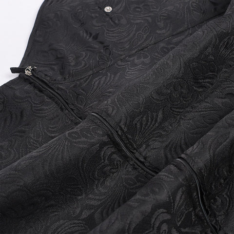 Men's Medieval Gothic Dark Pattern Long Coat - European Vintage Vampire Aristocrat Wool Blend Overcoat - Coscosmos