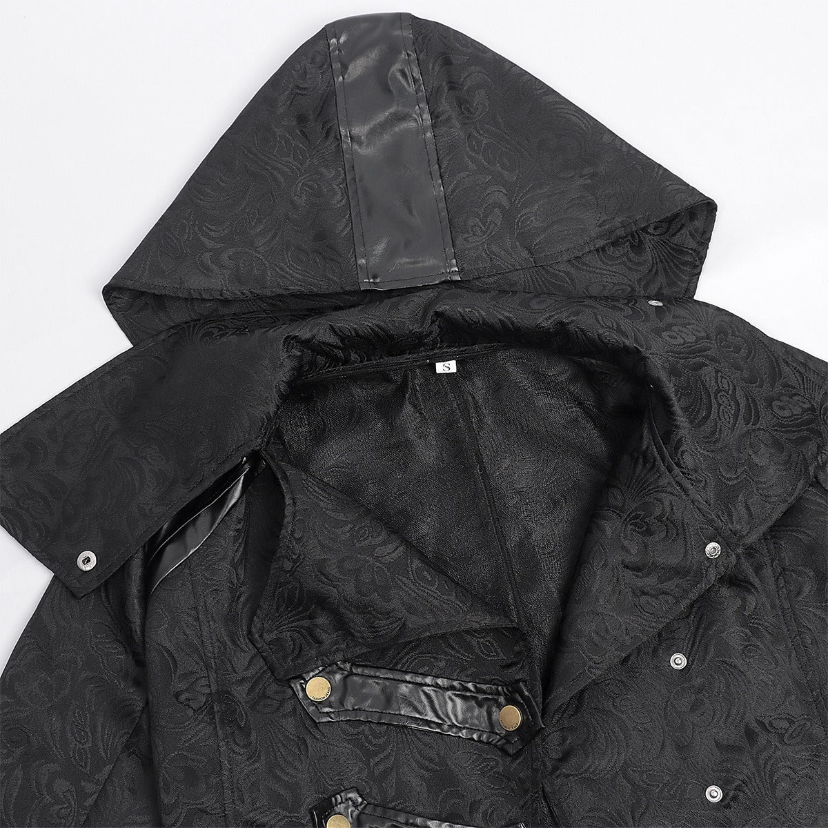 Men's Medieval Gothic Dark Pattern Long Coat - European Vintage Vampire Aristocrat Wool Blend Overcoat - Coscosmos