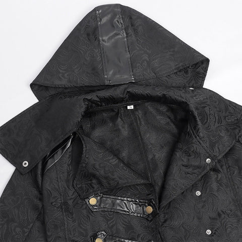 Men's Medieval Gothic Dark Pattern Long Coat - European Vintage Vampire Aristocrat Wool Blend Overcoat - Coscosmos