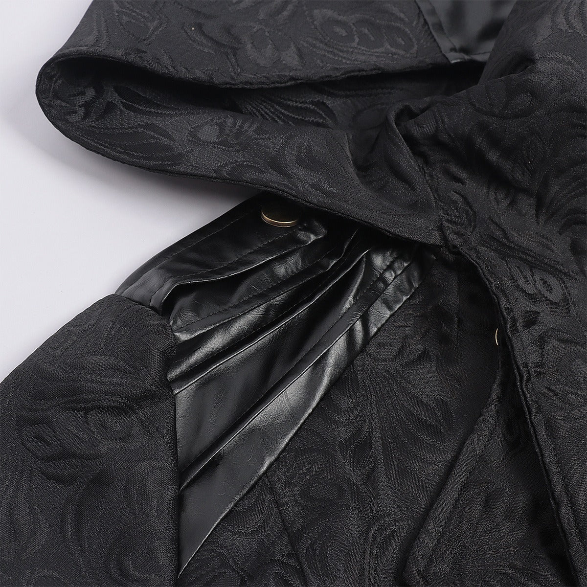 Men's Medieval Gothic Dark Pattern Long Coat - European Vintage Vampire Aristocrat Wool Blend Overcoat - Coscosmos