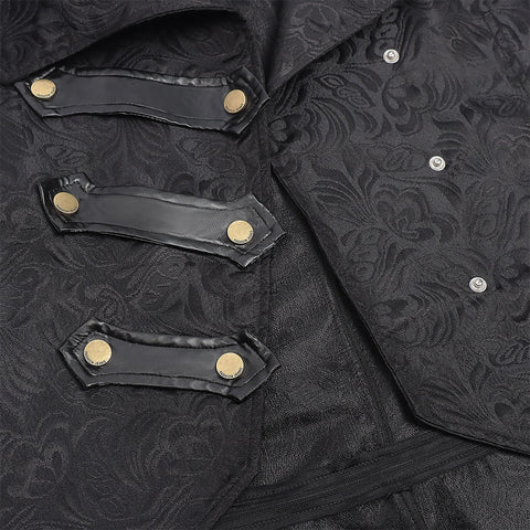 Men's Medieval Gothic Dark Pattern Long Coat - European Vintage Vampire Aristocrat Wool Blend Overcoat - Coscosmos