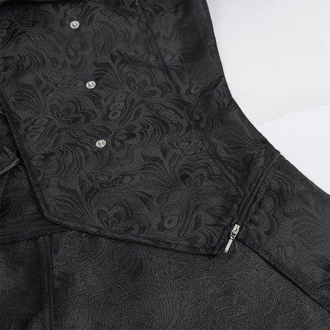 Men's Medieval Gothic Dark Pattern Long Coat - European Vintage Vampire Aristocrat Wool Blend Overcoat - Coscosmos