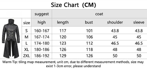 Men's Medieval Gothic Dark Pattern Long Coat - European Vintage Vampire Aristocrat Wool Blend Overcoat - Coscosmos